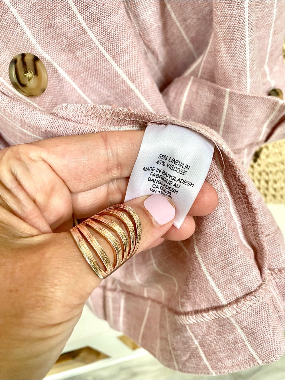 Blush LINEN boho blazer w resort vacay shabby chic summer vibe - Picture 10 of 15